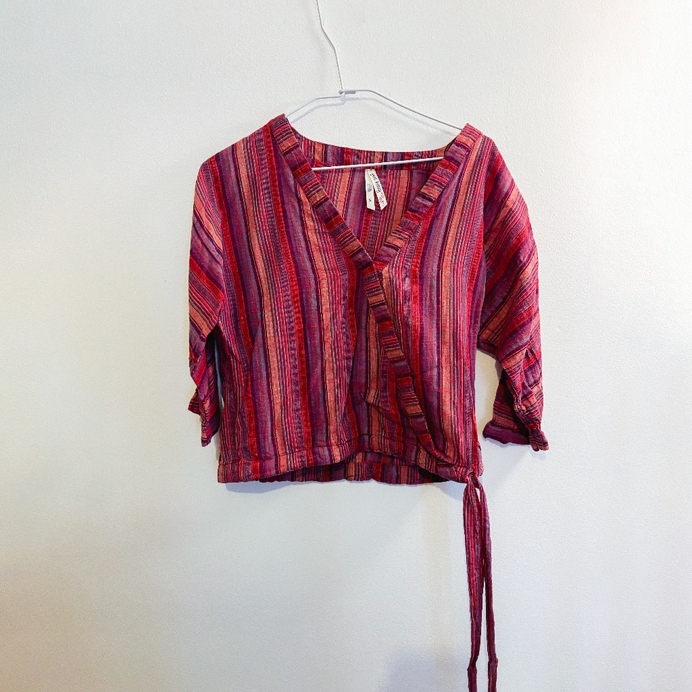 Stripe Linen Tie Top Small
